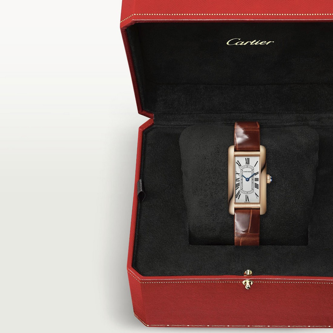 Đồng Hồ Cartier Tank Américaine Small Watch Nữ Nâu Vàng